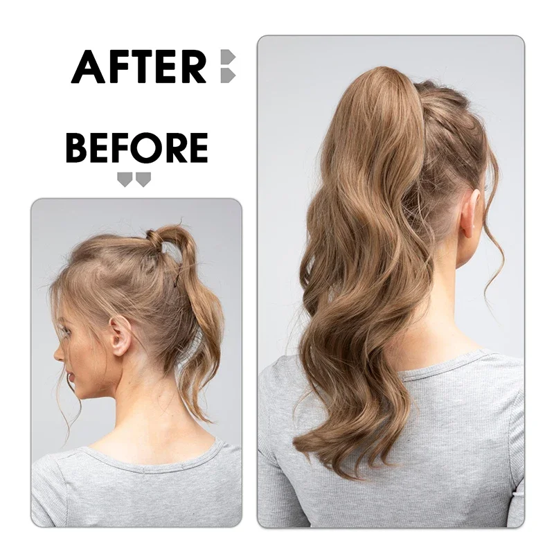 Синтетический длинный волнистый хвостик для наращивания волос, вьющийся зажим в искусственном шиньоне, обертывание вокруг косички, гладкий накладной хвост для женщин