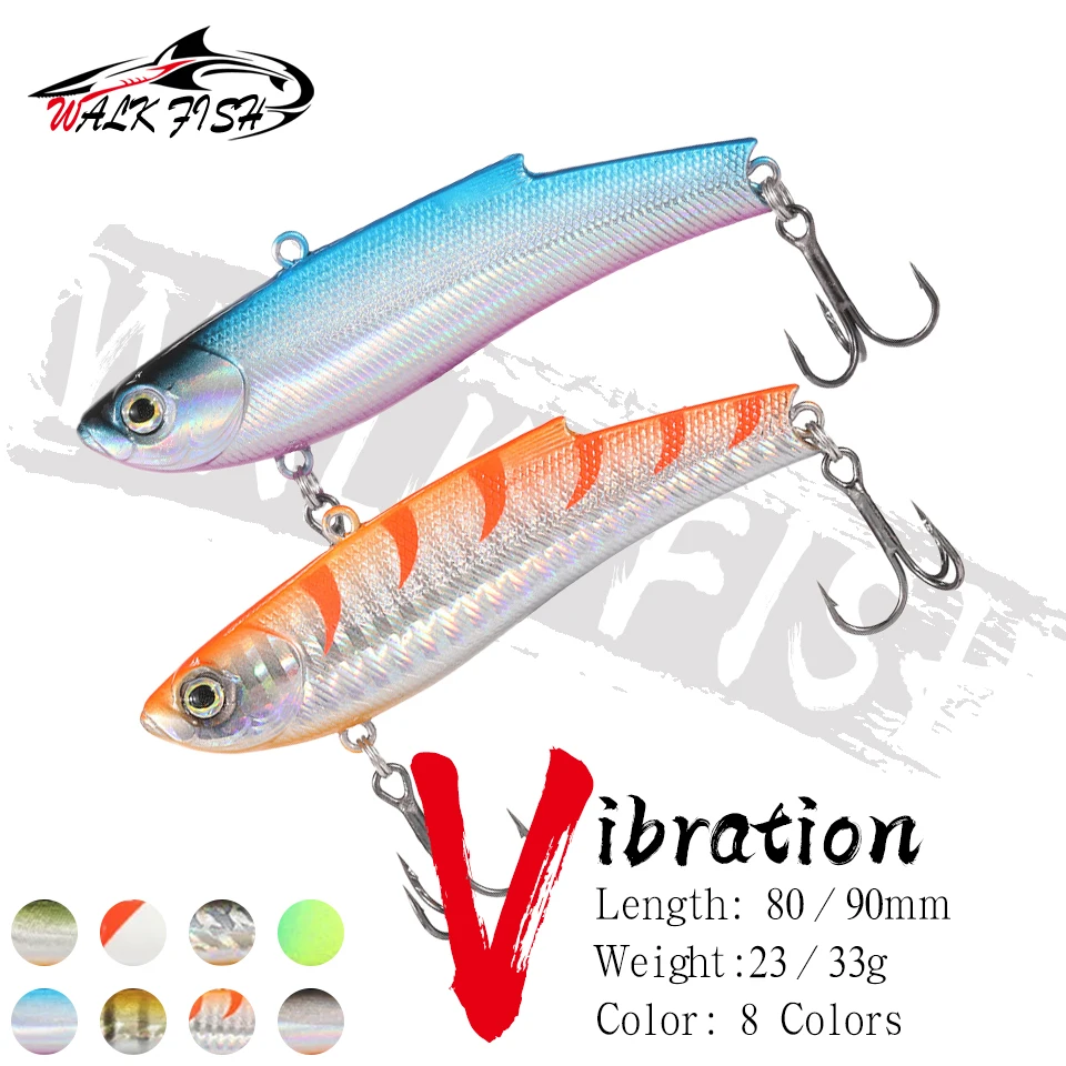 

WALK FISH VIB Vibration Fishing Lure 23g 33g Sea Fishing Plastic Fishing Gear Bionic Hard Bait Hard Bait Steel Ball Holographic