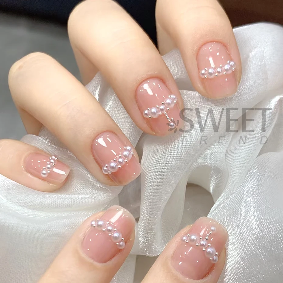 6 Gitter 3D Nail Art Strasssteine Weiße runde Perle Nageldekoration Charm Stahlperlen Edelsteine Schmuck Nagelteile Zubehör – Detail 4