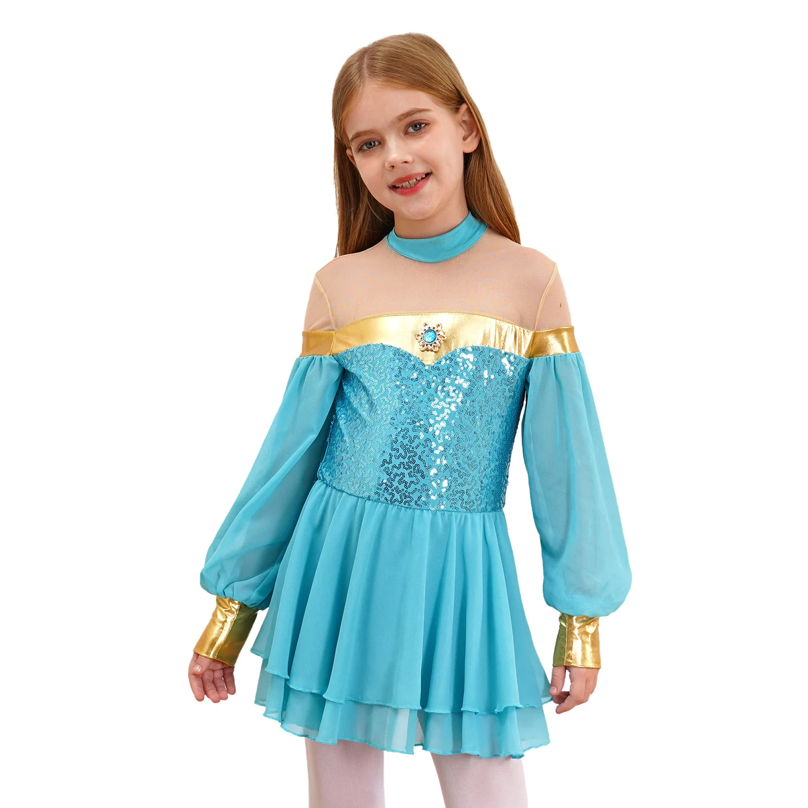 Ragazze Arabian Princess Jasmines Costume Lantern Sleeve Gems paillettes Dance Dress body Kids Halloween Party Cosplay Fancy Dress