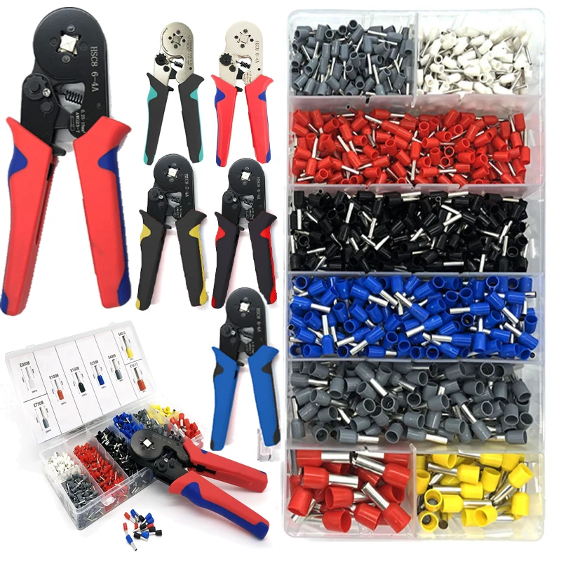 

End-Sleeves Ferrule Crimping Tools HSC8 6-4A Self-Adjustable AWG23-7/0.25-10mm2 Square Ratcheting Wire Crimping Plier