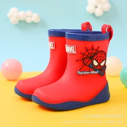 New Kids Boys Waterproof Shoes Toddler Water Rain Boots Girls Cartoon Spiderman Captain America Spring Summer Student Shoes