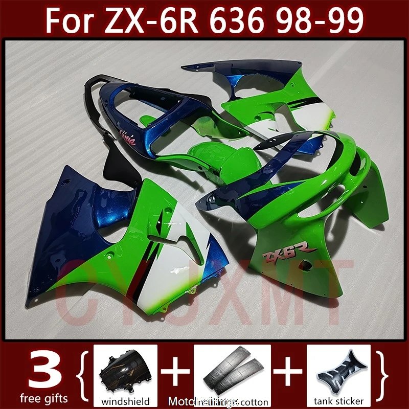 ABS Injection Motorcycle Fairing Kit for Kawasaki ZX6R636 1998 1999 Bodywork Fairings Ninja ZX-6R 636 98-99 Protectiver