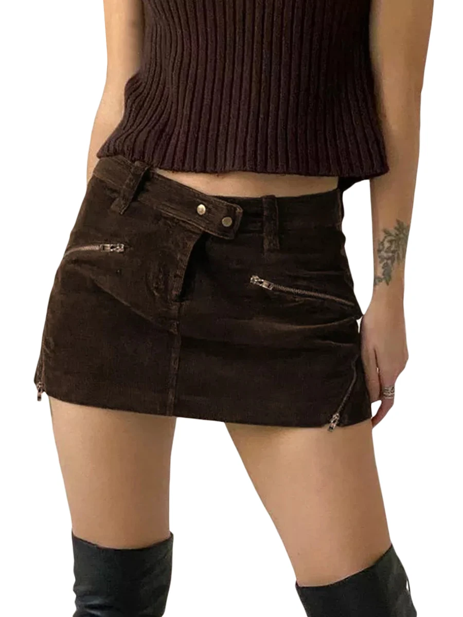 

Women Zipper Skirt Solid Color Mini Pencil Skirt Summer Wrapped Hip Fashion Wild Short Skirts Streetwear