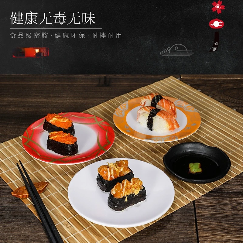 1Pcs Melamine Porcelain Tableware Color Creative Circular Sushi Dish Restaurant Sweetmeats Bowl