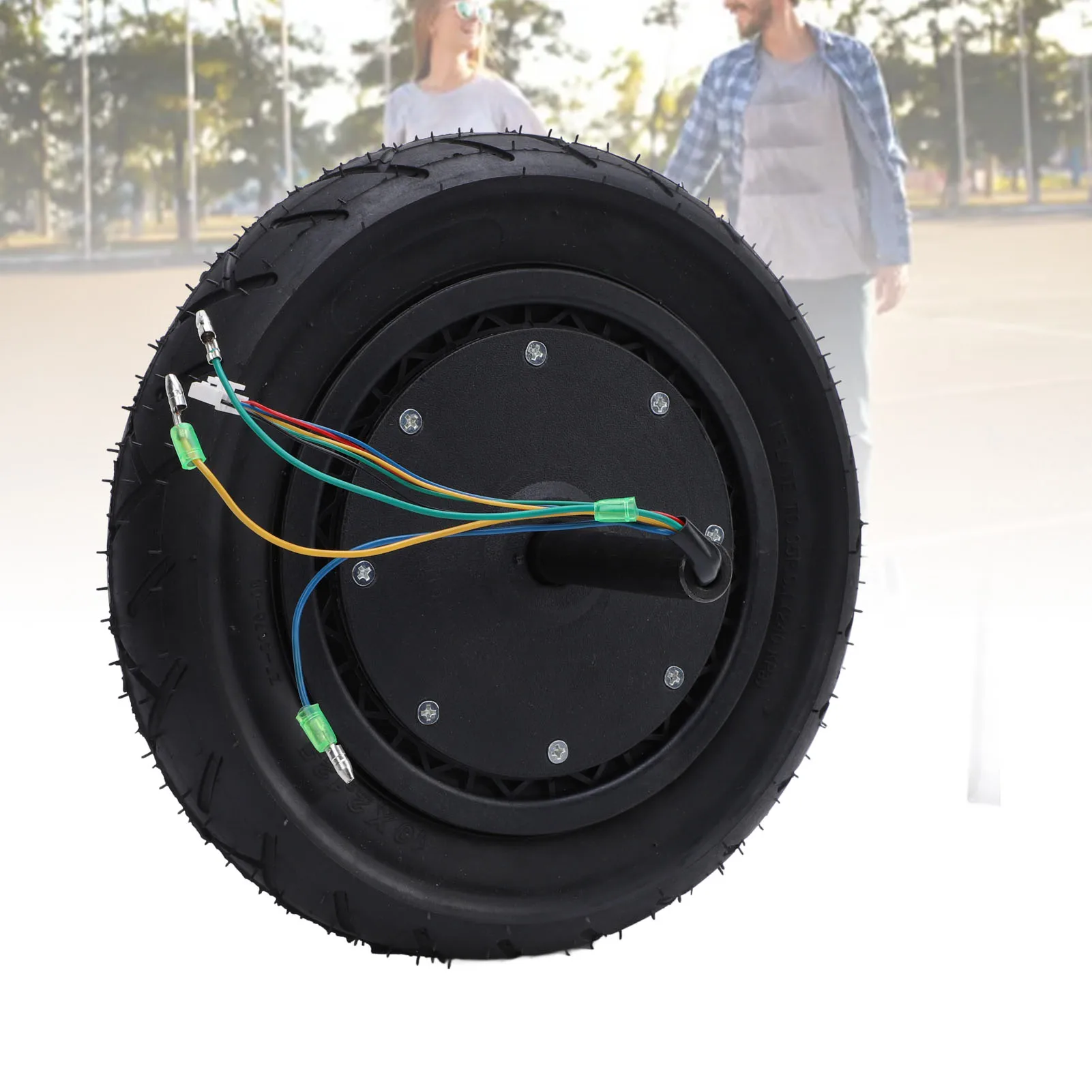 

Scooter Hub Motor Rubber Aluminum Alloy Scooter Hub Motor Wheel 10 Inch Shock Absorbing Brushless Noiseless for Replacement