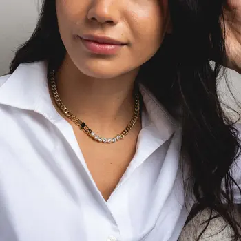 Jemný zlatý náhrdelník pro ženy, pozlacený 14k zlatem, náhrdelníky s moissanitem, řetízek, náhrdelník s motivem zlata, narozeniny 12 nejlepší prodej přemapovat zlato - №12