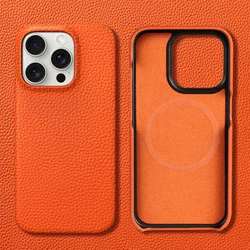 LANGSIDI for Magsafe Case for iPhone 16 15 Pro Max Promax 15Pro 16Pro Natural Cowhide Leather Magnetic Luxury Phone Back Cover