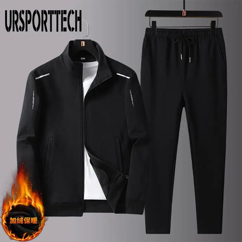 Winter Tracksuit Men Sets 2&3 Pieces Velvet Thick Men Sportswear Suit Outfits Zipper Coat+ Pants Joggers Sets Men Clothing