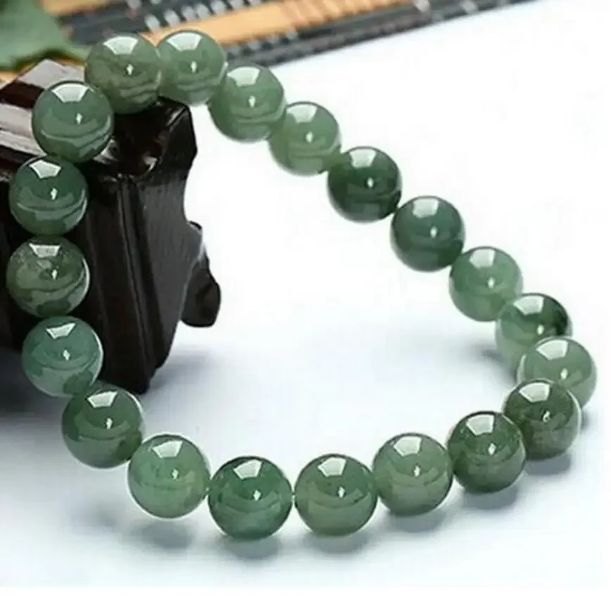 

Chinese 100% Natural Hetian Nephrite Jade Bangle Bead Bracelet 16MM