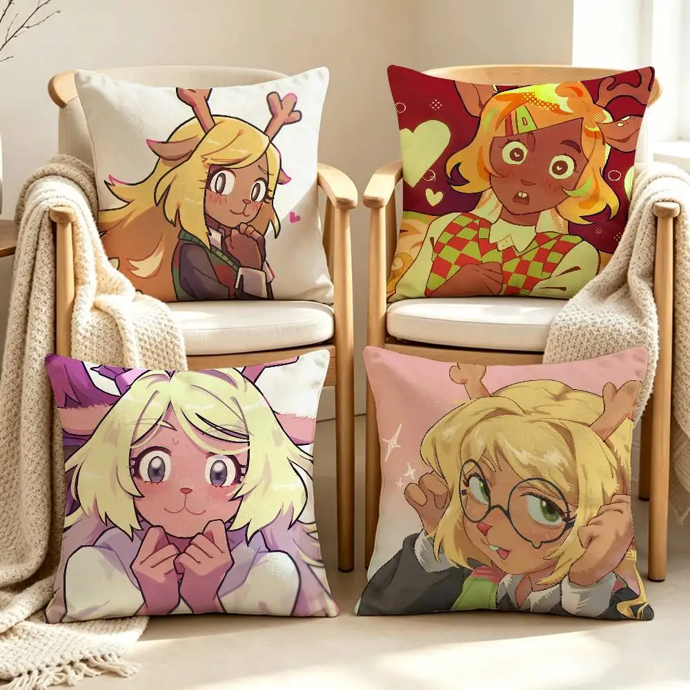 Cute N-Noelle H-Holiday GAME D-Deltarune Customizable Square Cushion Cover Double Sided Print Pillow Case