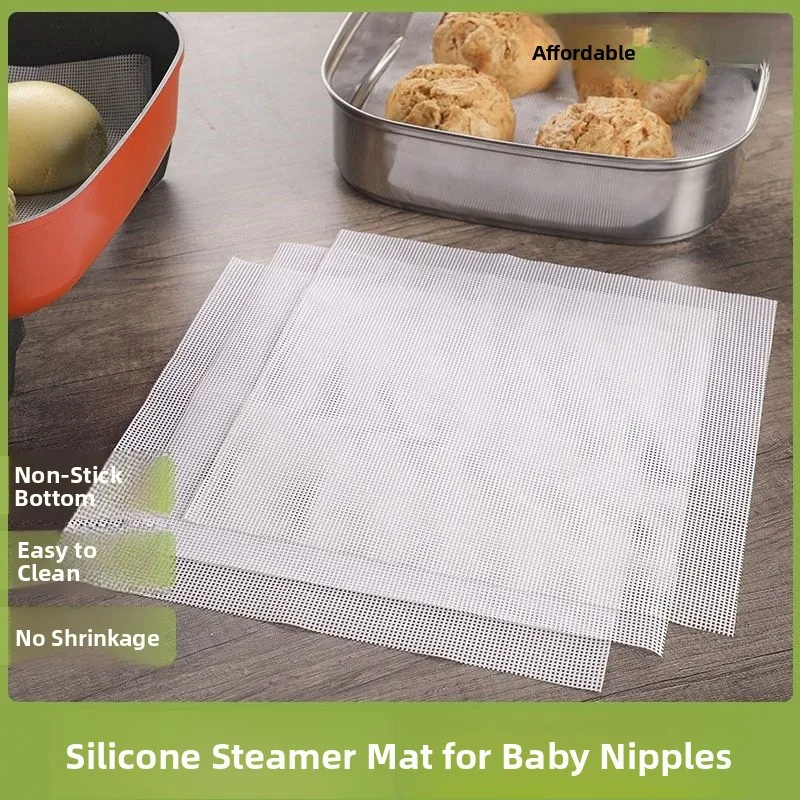 

Food ade Silicone Steng Pad Baking Mat for Sted Buns And Dumplings Non-Sti Rectangular Ster Cloth Kitchen Tool