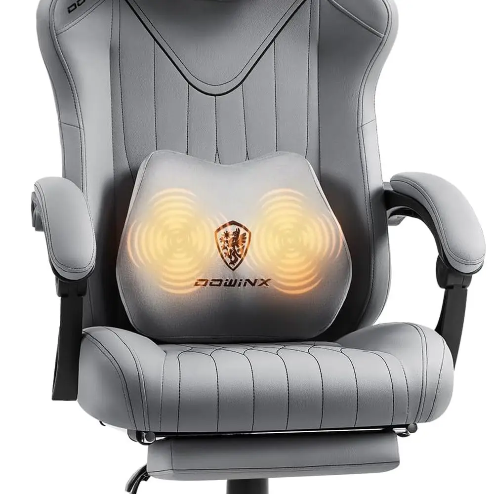 Silla ergonómica para juegos con respaldo alto y masaje de cuello Shiatsu, soporte lumbar, altura ajustable y cuero cómodo para el hogar