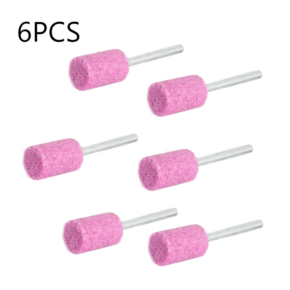 High quality Abrasive Mounted Stone 10mm Grinding head Pink Polishing 3mm Shank 6PCS Abrasive Mounted Grind Stone