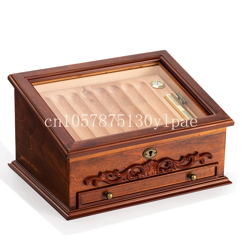 With Drawer storageCigar collection storage boxdar High Grade 30Count custom Cigar Box  Spanish Cedar Wooden cabinet Humidor box