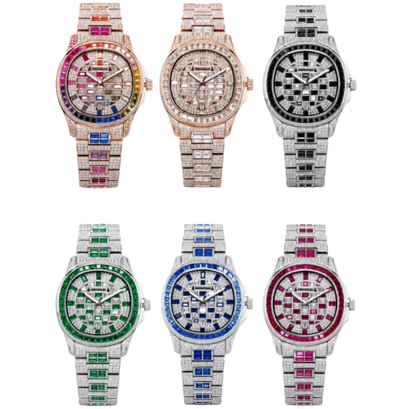 Bellux Sparkling Starry Sky Full Diamond Light Luxury Fashion Unisex Watch Waterproof Multi functional Mechanical wristwatch