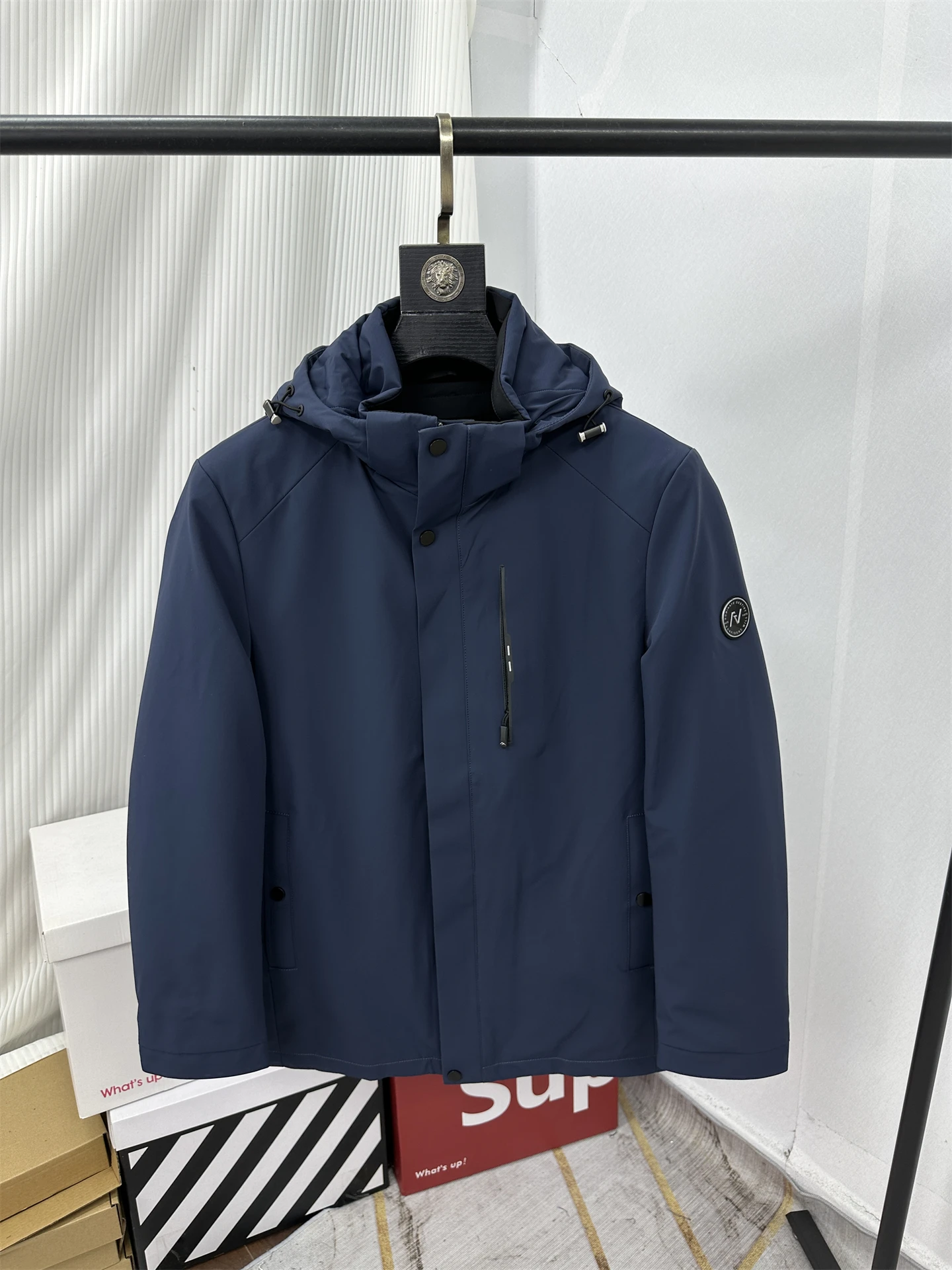 

Мужское кожаное пальто средней длины с капюшоном на меху кролика, на молнии, для деловых поездок, теплый, из нейлона и спандекса