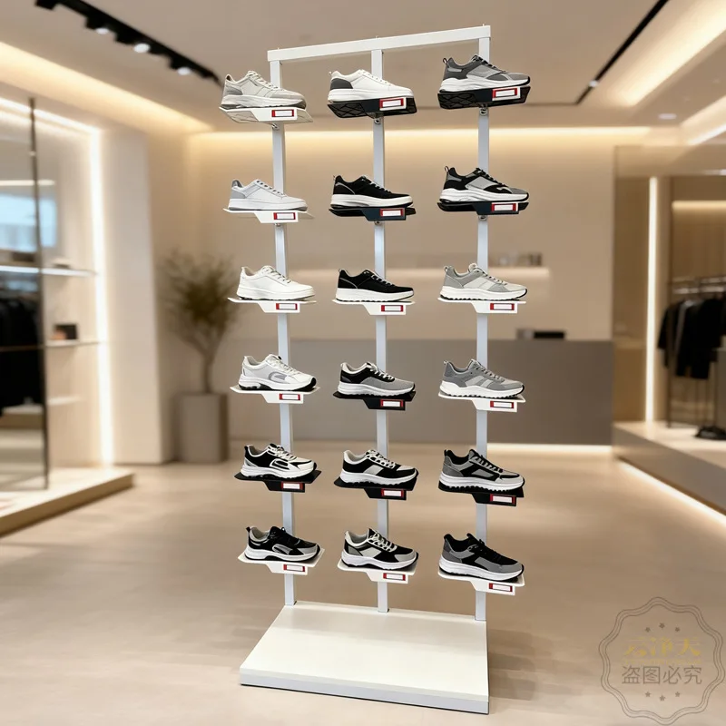 Shoe store multi-functional display rack double-sided shelf single-sided rack metal rack white black movable