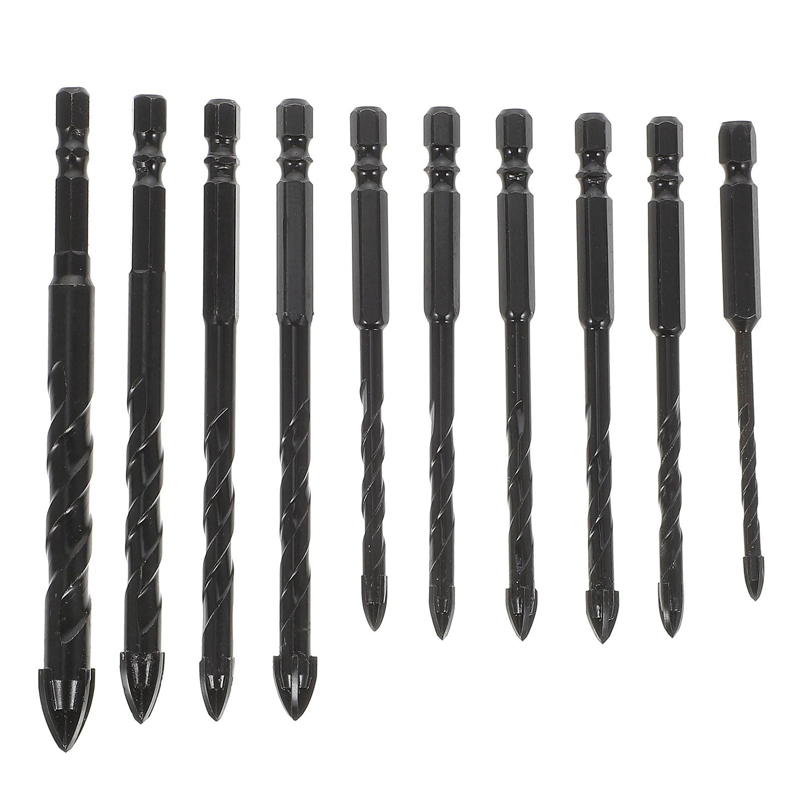 

10pcs Tile Drill Bits Steel for Glass Cement Porcelain Ceramic Masonry Black Various Specs Non Precise Efficient High