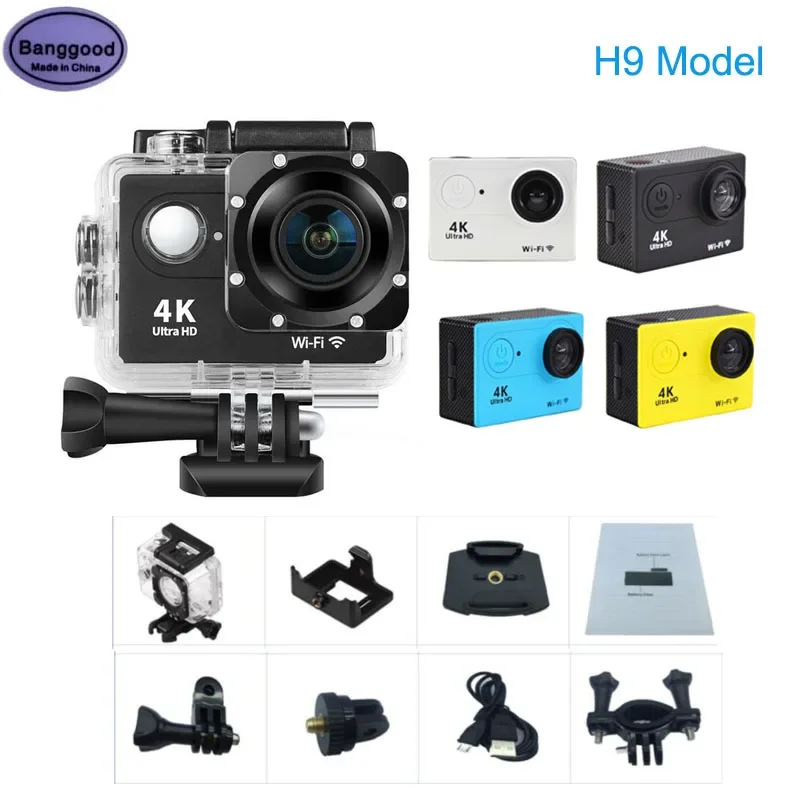 H9 2.0 Inch Screen Action Camera 4K 30FPS 1080P 20MP WiFi Ultra HD Mini Helmet Cam Waterproof Sports Camera Video Recording