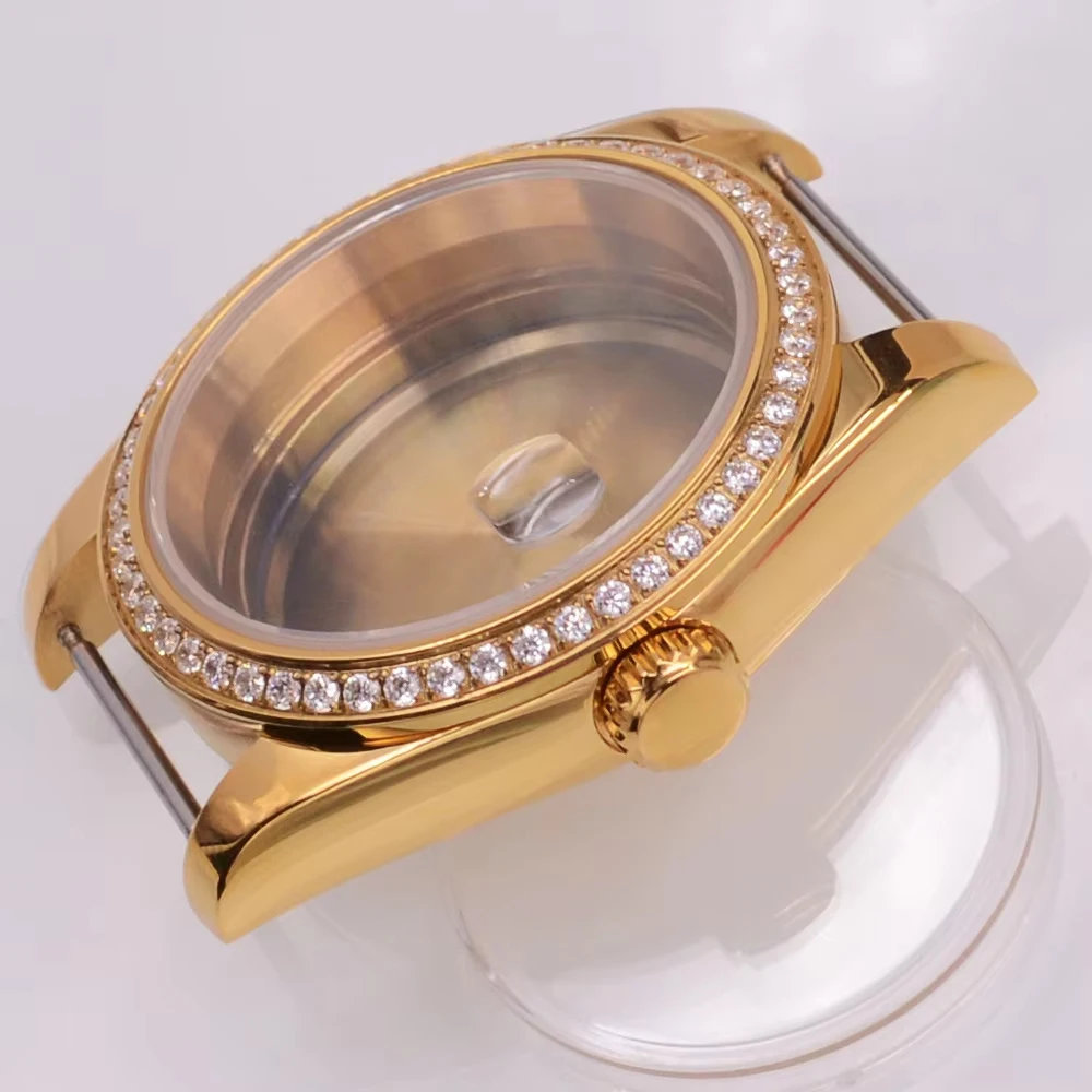 36MM/40MM Sapphire Glass Watch Case Fit NH35 NH36 PT5000 ETA2824 ST2130 Movement gold