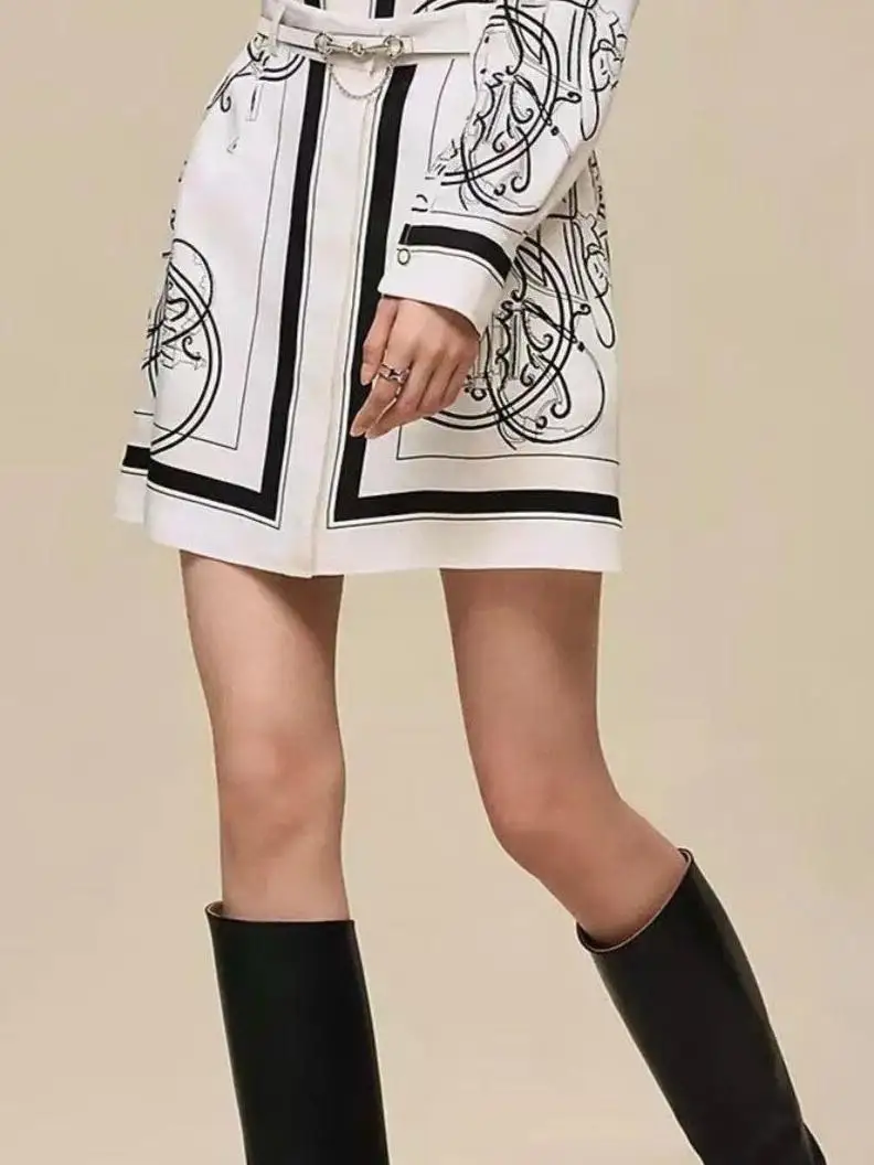 

High Waist Silk A-Line Skirt Spring New Arrival Printed Silk Taffeta Ladies Fashion Gown Elegant Women's Skirts