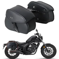 Black Motorcycle Saddlebags PU Leather Side Tool Pouch Luggage Storage Bags Universal for Harley Suzuki Kawasaki Yamaha Honda