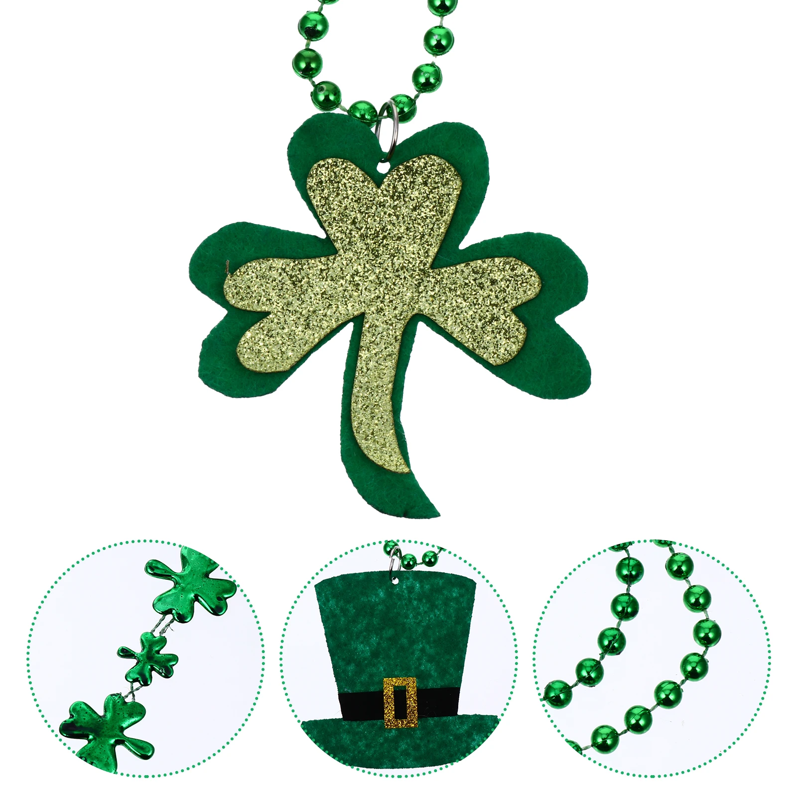 

4 Pcs Clover Necklace Has Patrick's Day Beads Ireland Festival Decoration Make up Non-woven Fabric Miss Necklaces