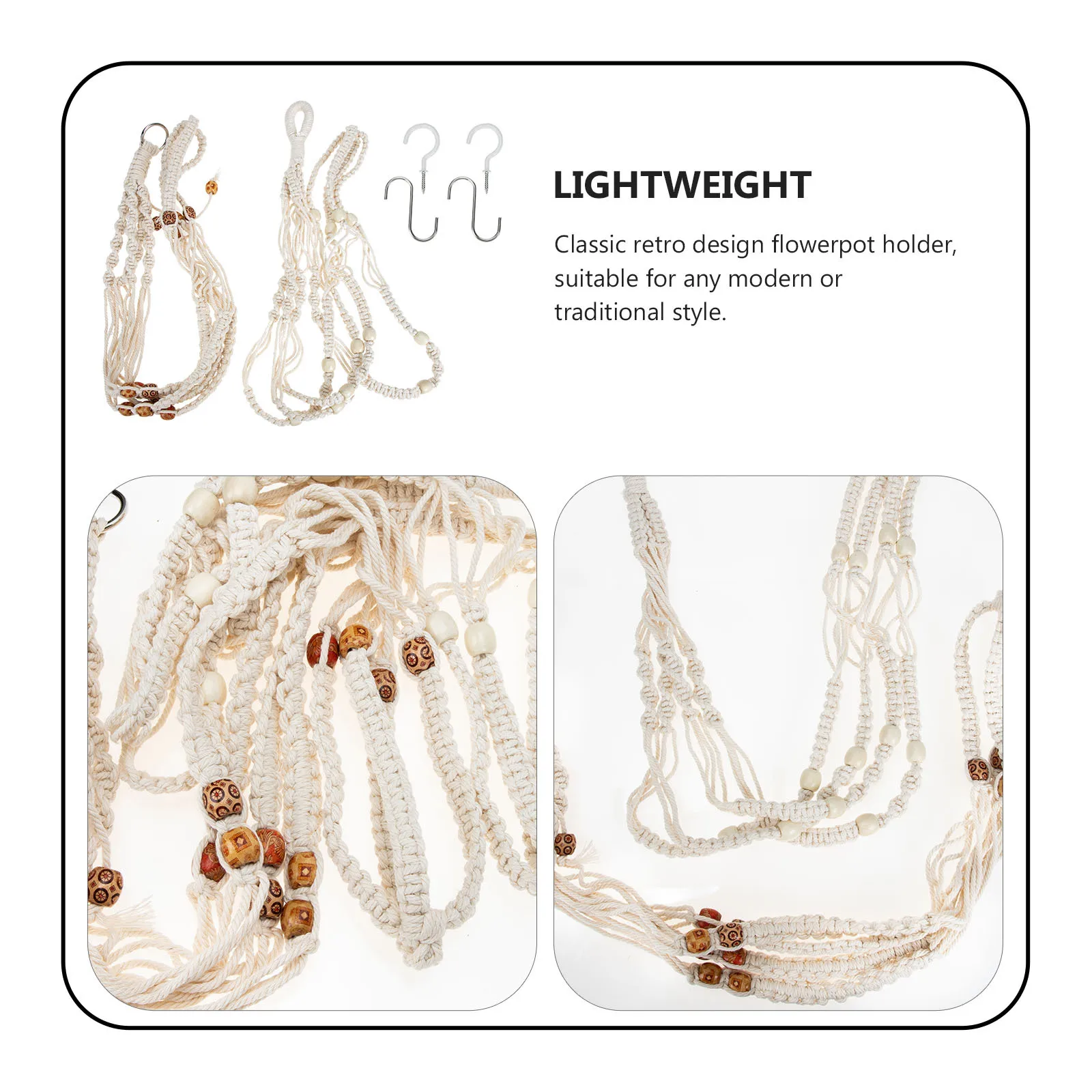 

1 set Woven Cotton Rope Hanging Plant Basket Stylish Flowerpot Sling Net For Indoor Outdoor Gardening Wall Art Planter Hanger