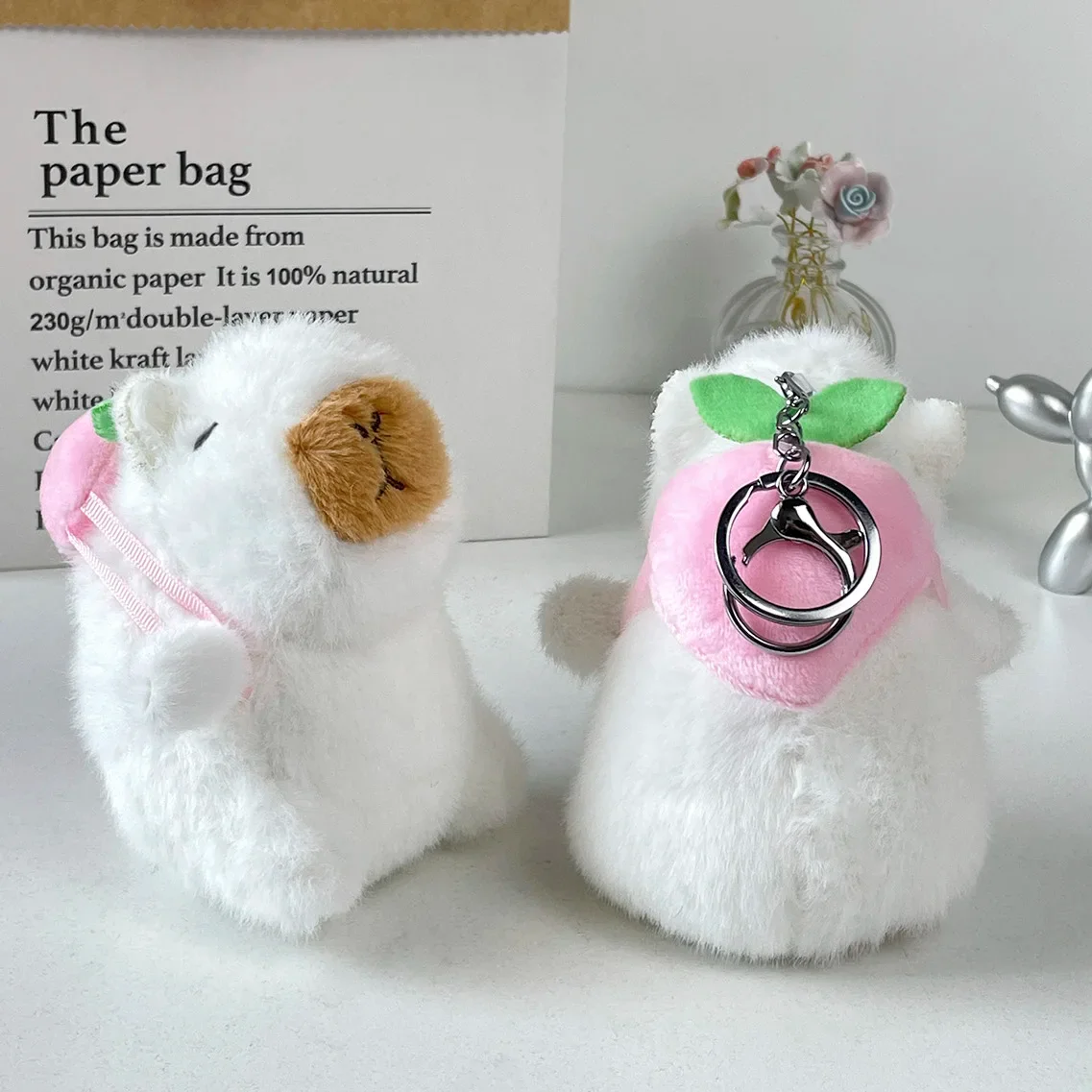 kawaii pink kapibala plush pendant cute fruit doll capybara ornament bag accessories accessories girlfriends couple gifts