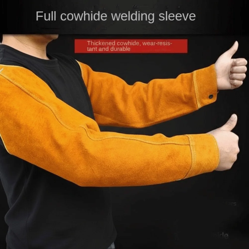 

Non-stick Liner Leather Welding Work Sleeves Arm Protection Cowhide Leather Welding Arm Sleeve Wear-resistant Anti-scalding