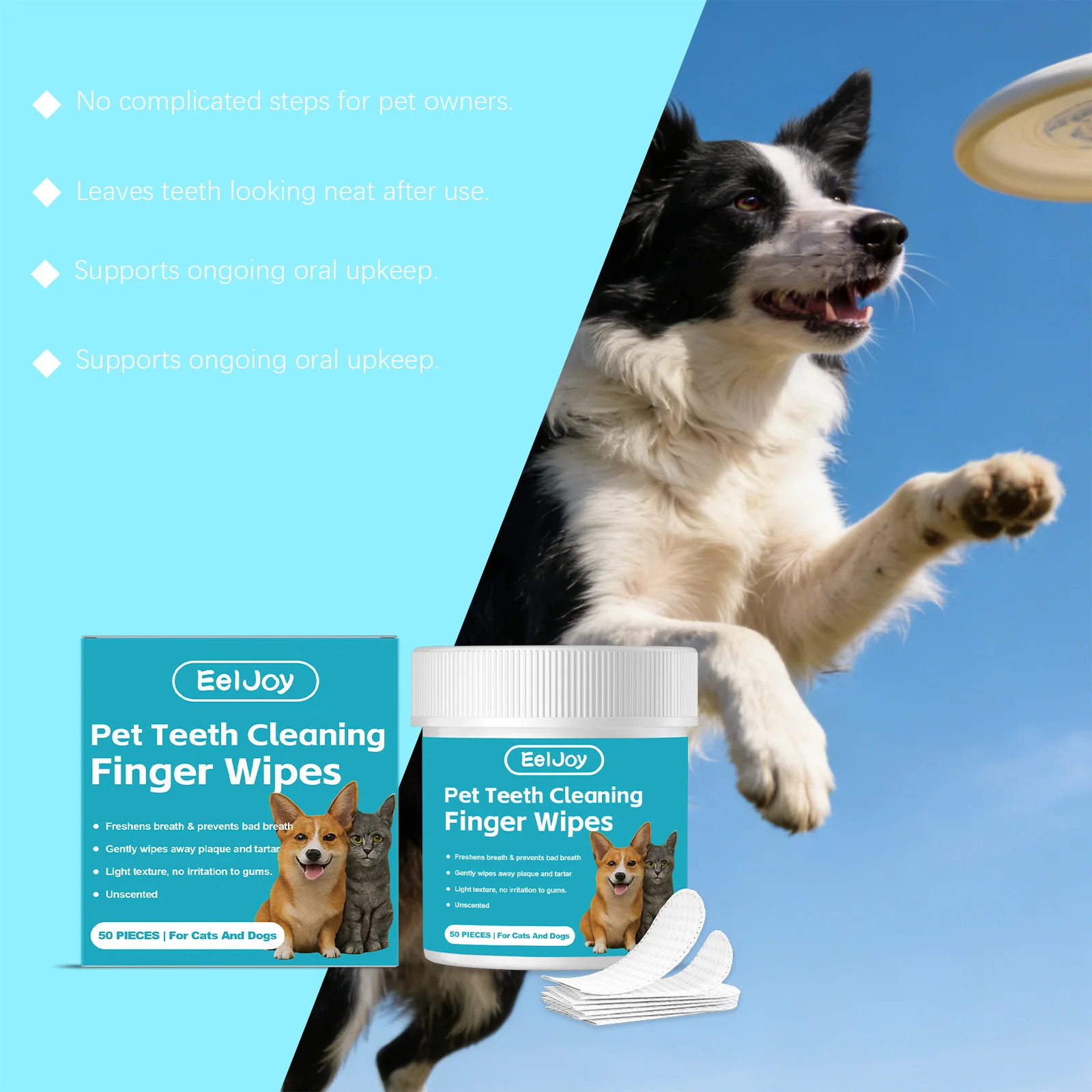 Pet Teeth Clean Finger Wipes Gentle Remove Plaque Tartar Freshen Bad Breath Easy Use Daily Disposable Dog Cat Tooth Clean Wipes
