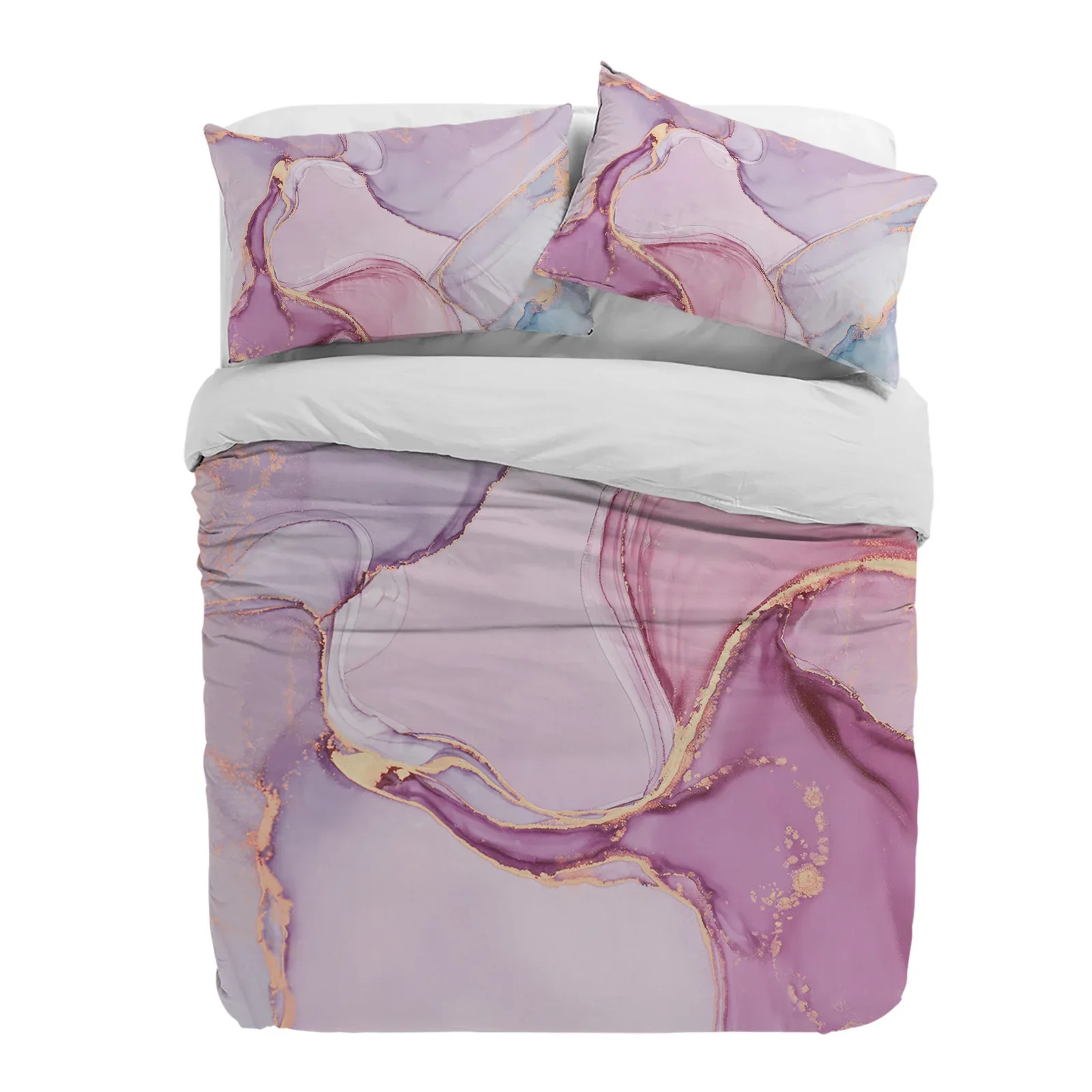 

Marble Gradient Pink Duvet Cover With Pillow Case Custom 3pcs Bedding Set Quilt Cover Double Bed Home Textile