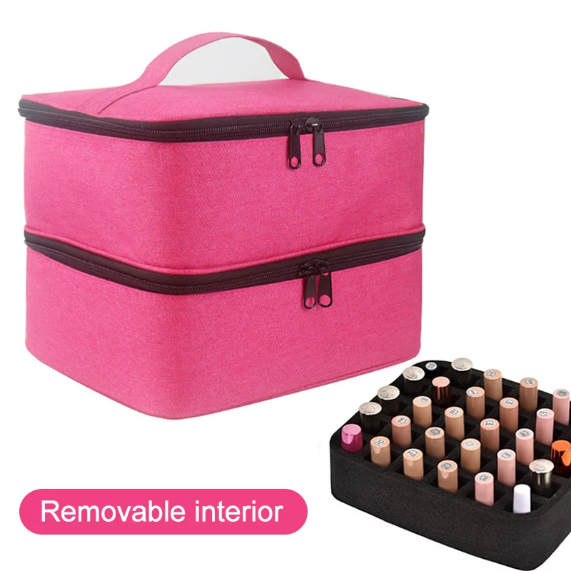 

Upgrade Nail Polish Storage Bag Portable Double Tier Cosmetic Bag Essential Oil Lipstick Finishing Bag Perfume Organizer Holder