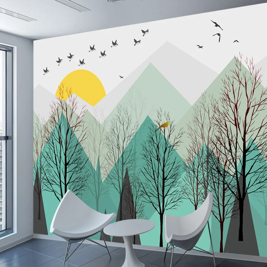 

Пользовательские обои Peel and Stick для гостиной, контактные обои, детская спальня, горные деревья, ремонт мебели, настенная печать