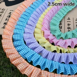 Fine Precision Pleated Gingham Lace Fabric DIY Hat Shoes Headdress Gift Box Ribbon Girls Clothes Pettiskirt Sewing Decoration