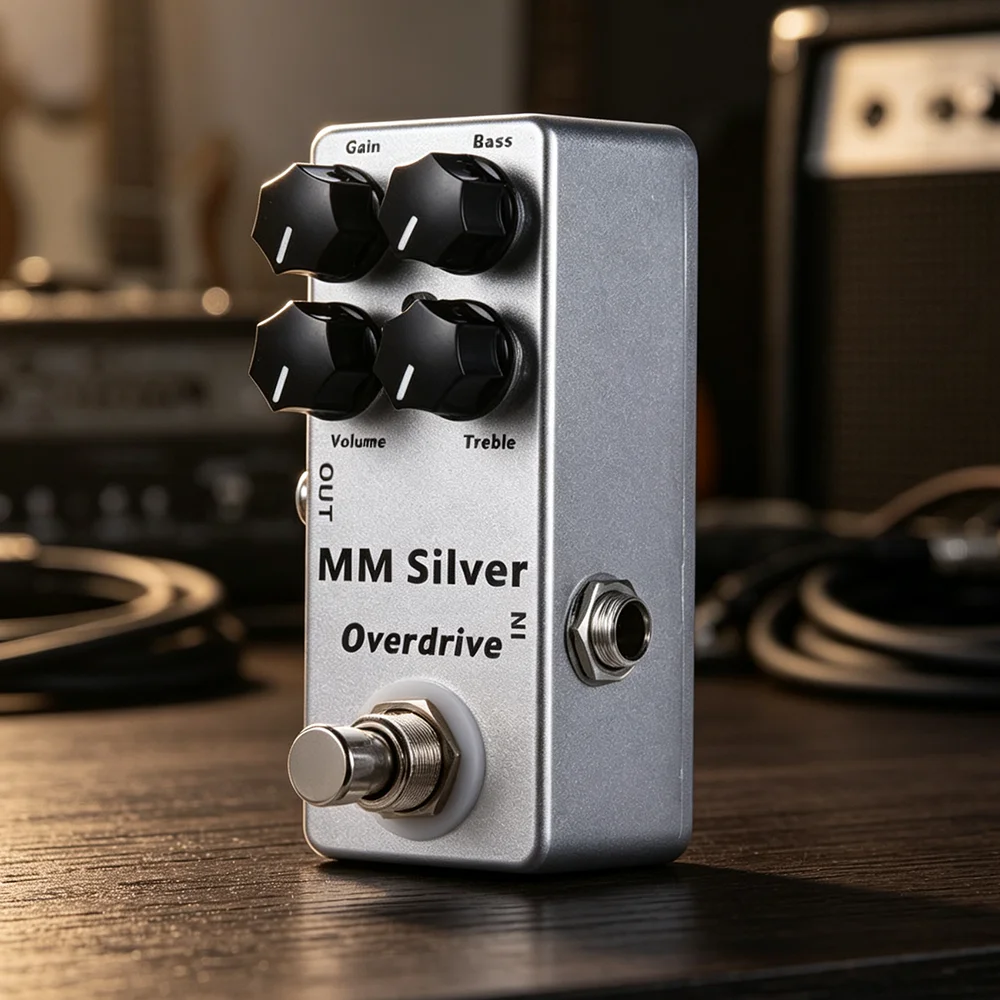 Mosky MM Silver Overdrive Effect Pedal 4 Buttons Gain/Volume/Bass/Treble Guitar Pedals Guitar Accessorie
