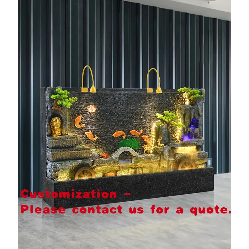custom.Large New Flowing Screen Floor-to-ceiling Curtain Wall Courtyard Club Decoration Garden Fountain