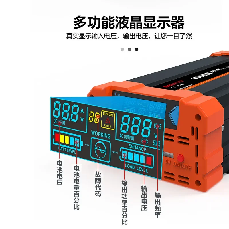 Suitable for Electric Vehicle Tricycle 48V  Pure Sine Wave Inverter Universal Voltage Converter Power Supply