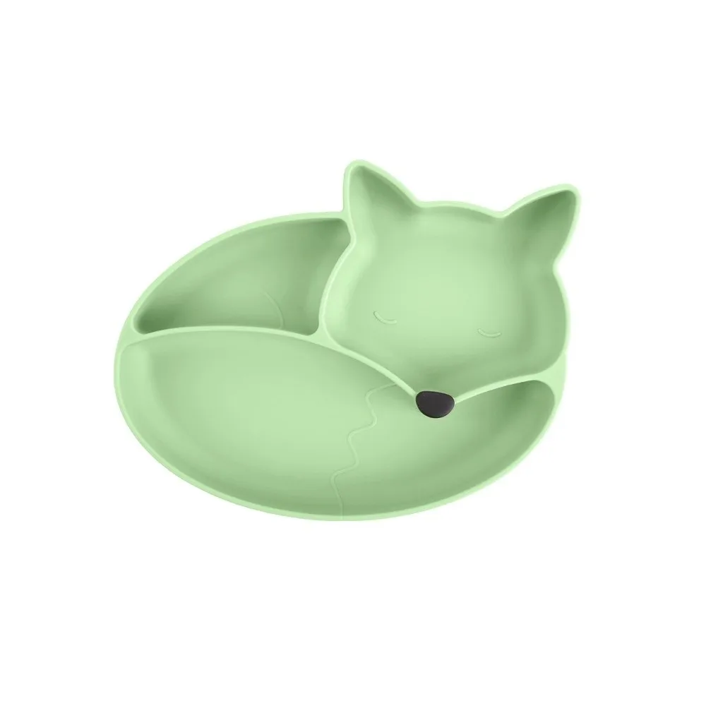 

Силиконовая присоска премиум-класса, нескользящие пищевые миски с рисунком лисы, тренировочные тарелки для самостоятельного кормления для малышей