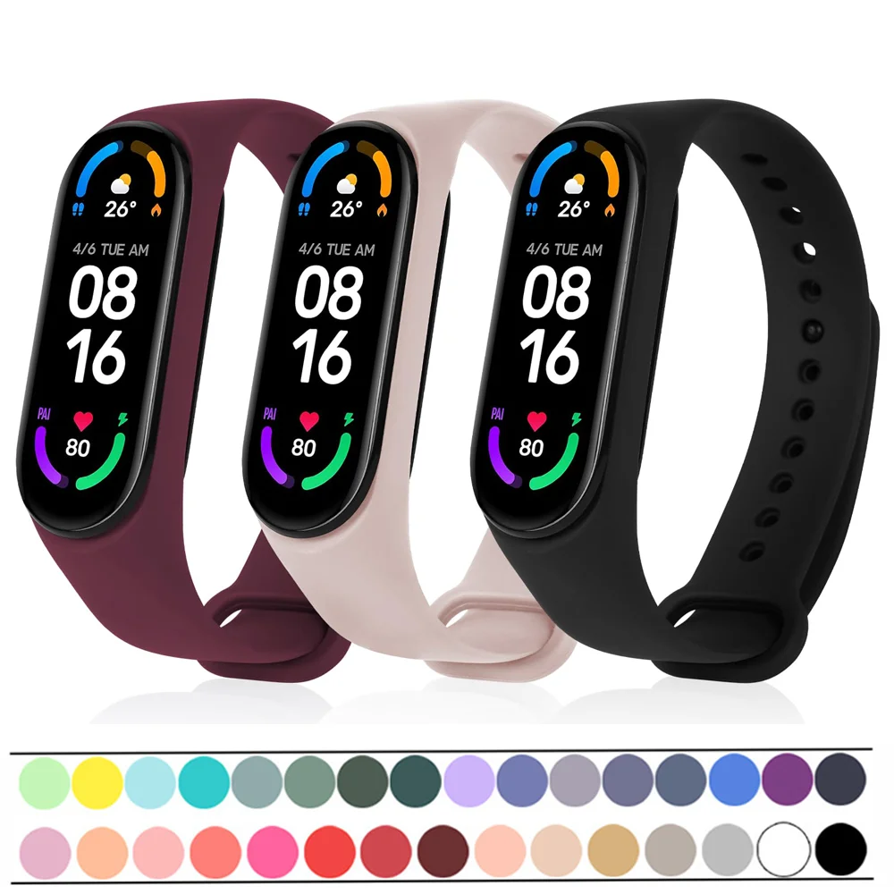 Watchband for Xiaomi Mi Band 7 6 NFC bracelet silicone Sport watch wristband Miband 4 Belt pulsera correa mi band 7 6 5 4 strap