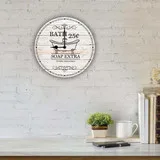 Vintage Bath House Wall Clock Rustic Bathroom Décor Wall Hanging Clock Farmhouse Home Decor for Restroom Bathroom Toliet