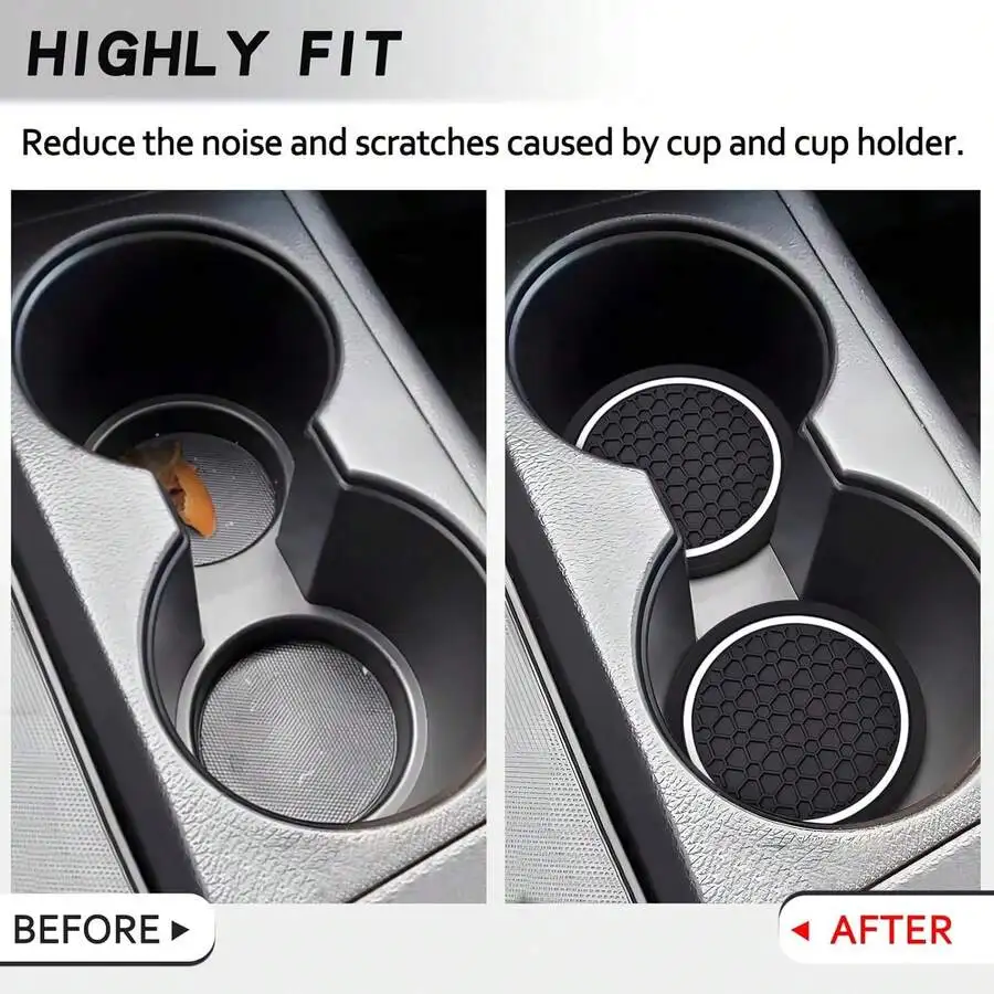 

Car Cup Holder Coasters 2 Pack 2.77 Inch Anti-Slip Silicone Insert Mats Universal Fit For Vehicles