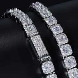 7mm Iced Tennis Chain Bracelet Bling Zircon Cluster Diamond 18k Gold Plated Bracelet for Women Men Birthday Gift Hip Hop Jewelry