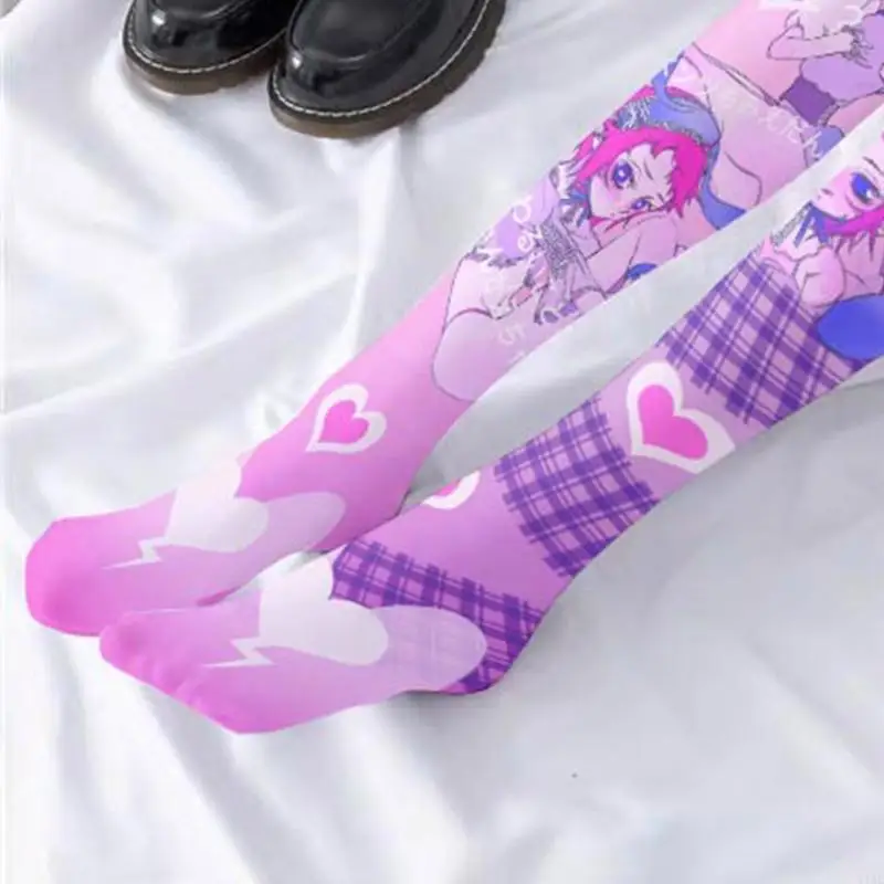 Y1AC Women coxa meias altas Anime Bunny Girl Print Over Knee Socks