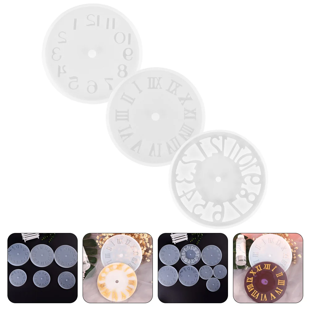 3 Pcs Clock Silicone Mold Shape DIY Crafts Making Non Stick Epoxy Silica Gel for Molds Supplies