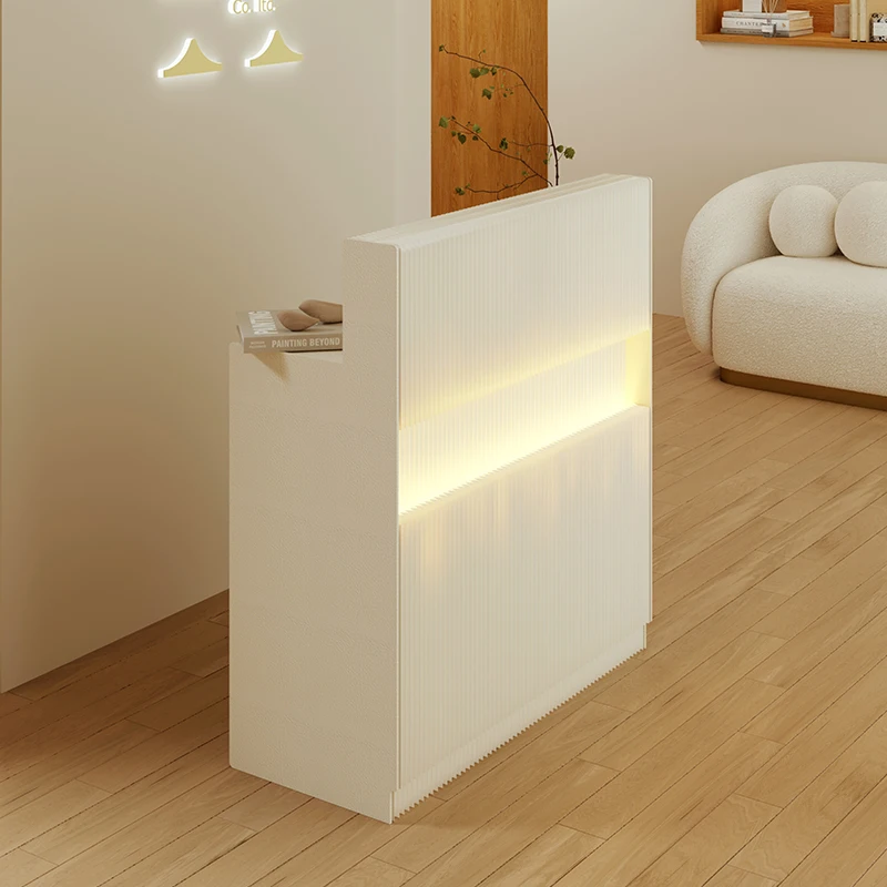 Light Glowing Paper Reception Desk Folding Portable Reception Table Kraft Paper Movable Event Front Desk For Boutique