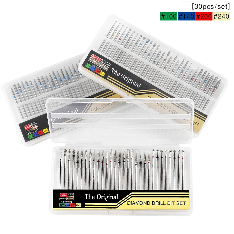 Juego de 30 Uds de brocas de diamante para uñas, taladro eléctrico rotativo para uñas, fresa, manicura, pedicura, pulido, lima de uñas fuerte