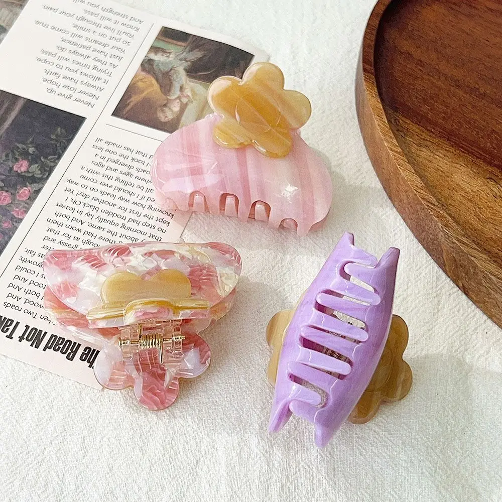 

Elegant Acetic Acid Flower Hair Claw Small Korean Style French Shark Clip Acetate Trendy Flower Hair Crab Clip Hair Accessories