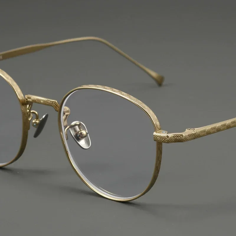 KIZN إطار من التيتانيوم النقي النظارات البصرية النساء النظارات الطبية الرجال مكافحة الأزرق اللونية قصر النظر النظارات المستديرة